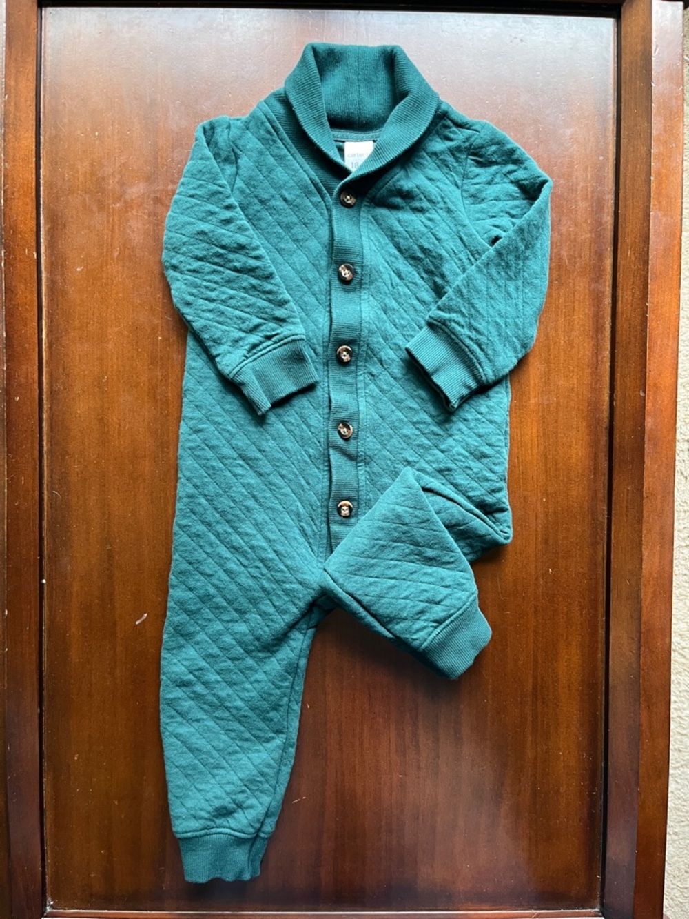 Carter’s Classic Quilted Kids One-Piece Romper in Forest Green